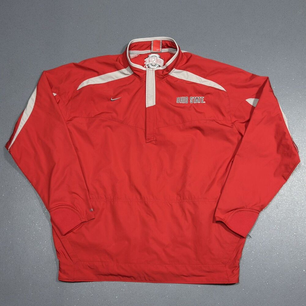 Vintage Nike Team Ohio State Buckeyes Windbreaker Quarter Zip Jacket Mens Large